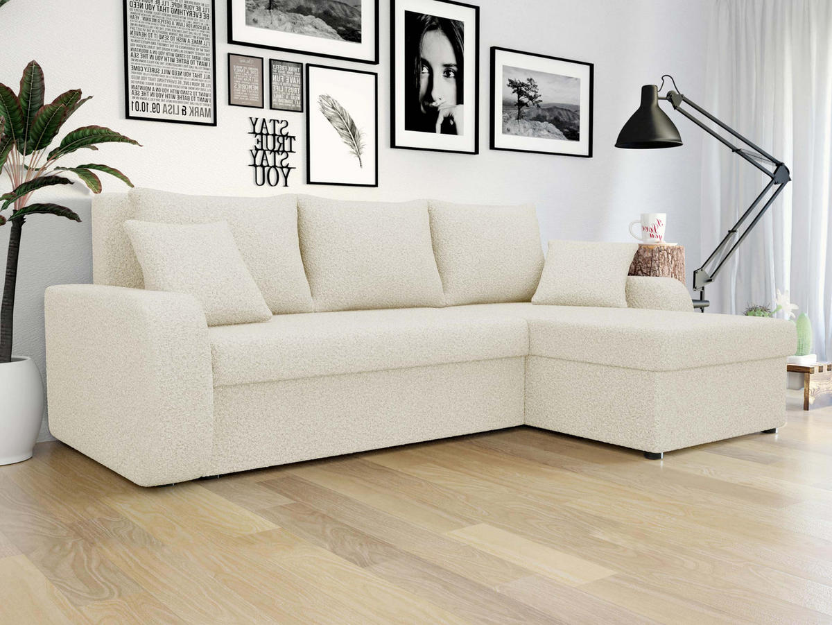 ECKSOFA Kris Lux - Creme/Schwarz, Holz/Kunststoff (238/147cm) - MIRJAN24