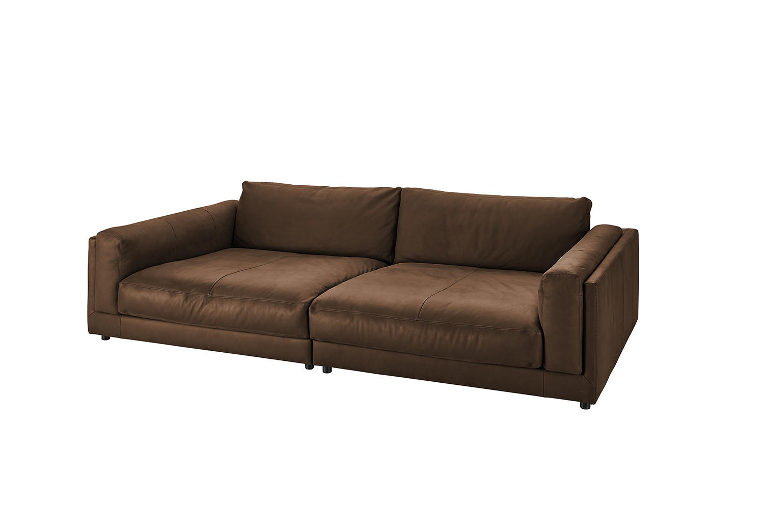 BIG SOFA RAINA Braun Leder - Dunkelbraun/Schwarz, Leder/Kunststoff (254/85/150cm) - KAWOLA