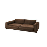 BIG SOFA RAINA Braun Leder - Dunkelbraun/Schwarz, Leder/Kunststoff (254/85/150cm) - KAWOLA