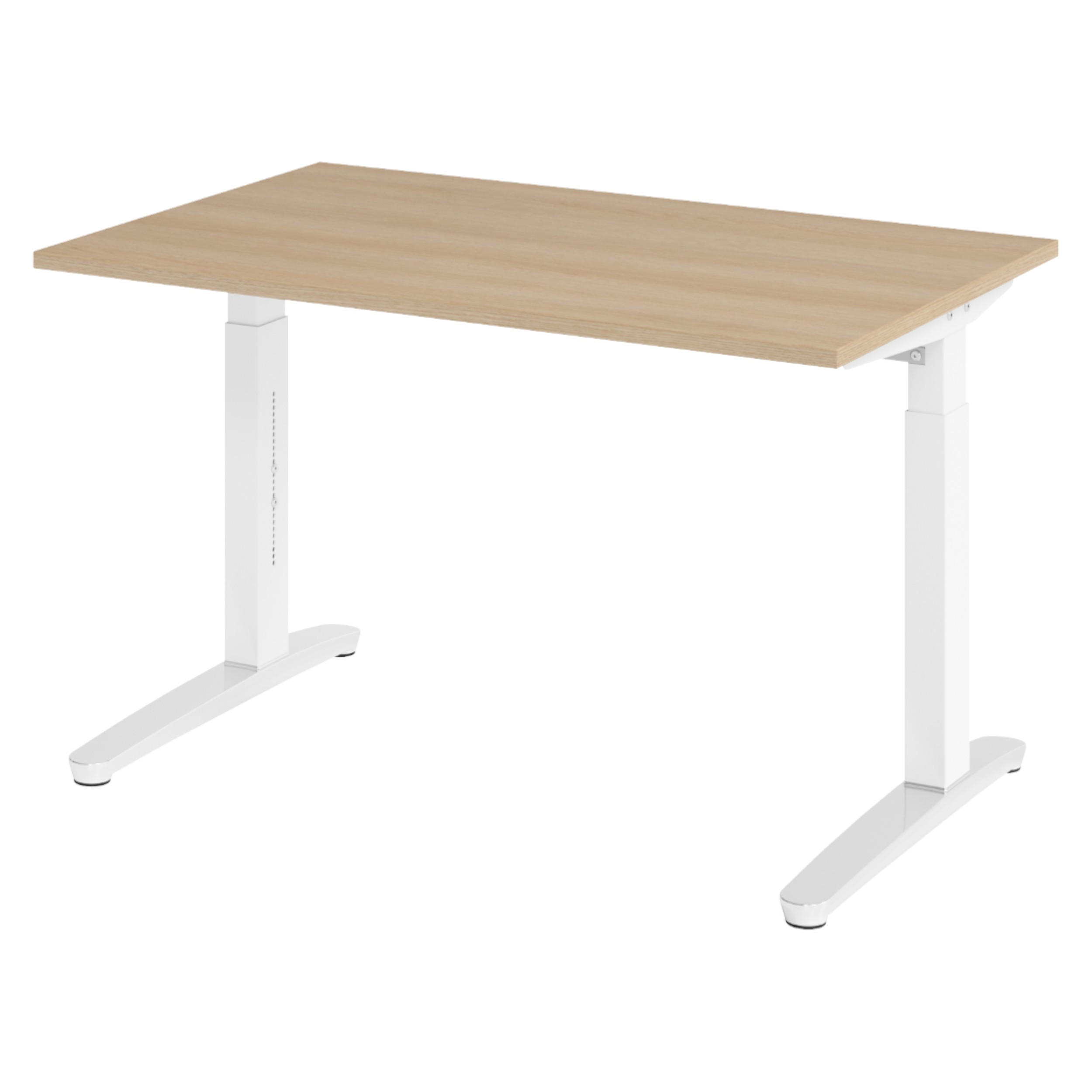 bümö Schreibtisch Eiche, Weiß, Silber 120x74x80 cm