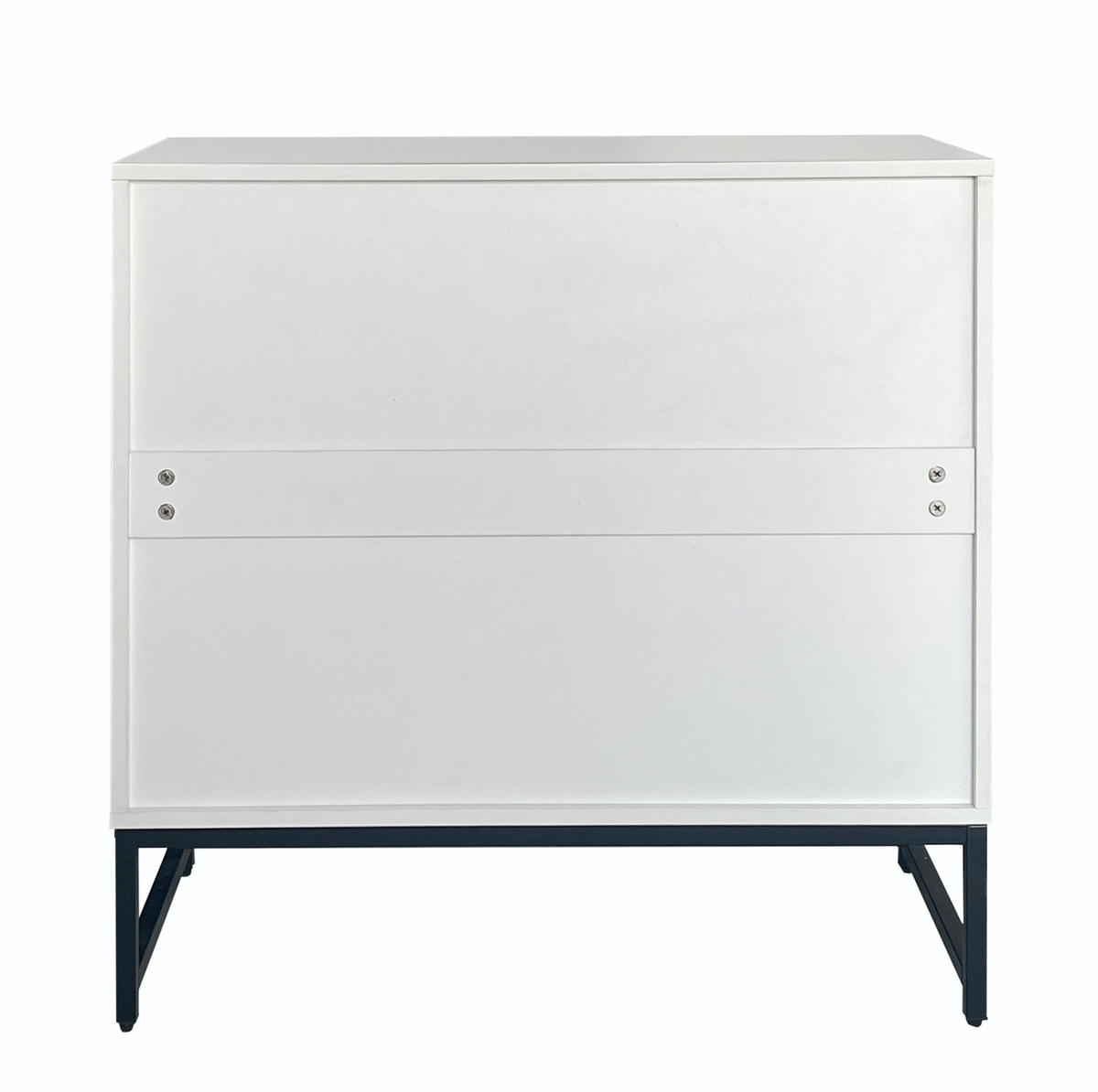 KOMMODE aus Spanplatte 80x40x80 cm Weiß mit Stauraum, Metallgriffen und Metallbeinen - Weiß, Holzwerkstoff (80/80/40cm) - Modfu