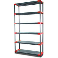 KUNSTSTOFFREGAL BIG GREY BEAR Extra-Tall 220x120x46cm Fachlast 160kg Grau-Rot - Rot, Kunststoff (120/222/46cm) - PROREGAL