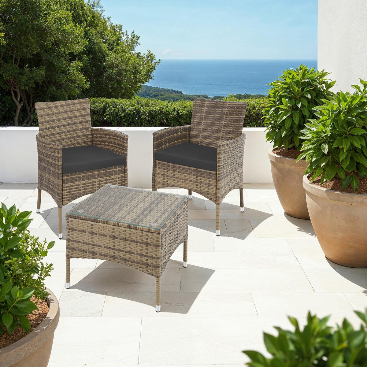 RATTANSET Luzern,2 Bezugssets,natur - Naturfarben, Kunststoff - tectake