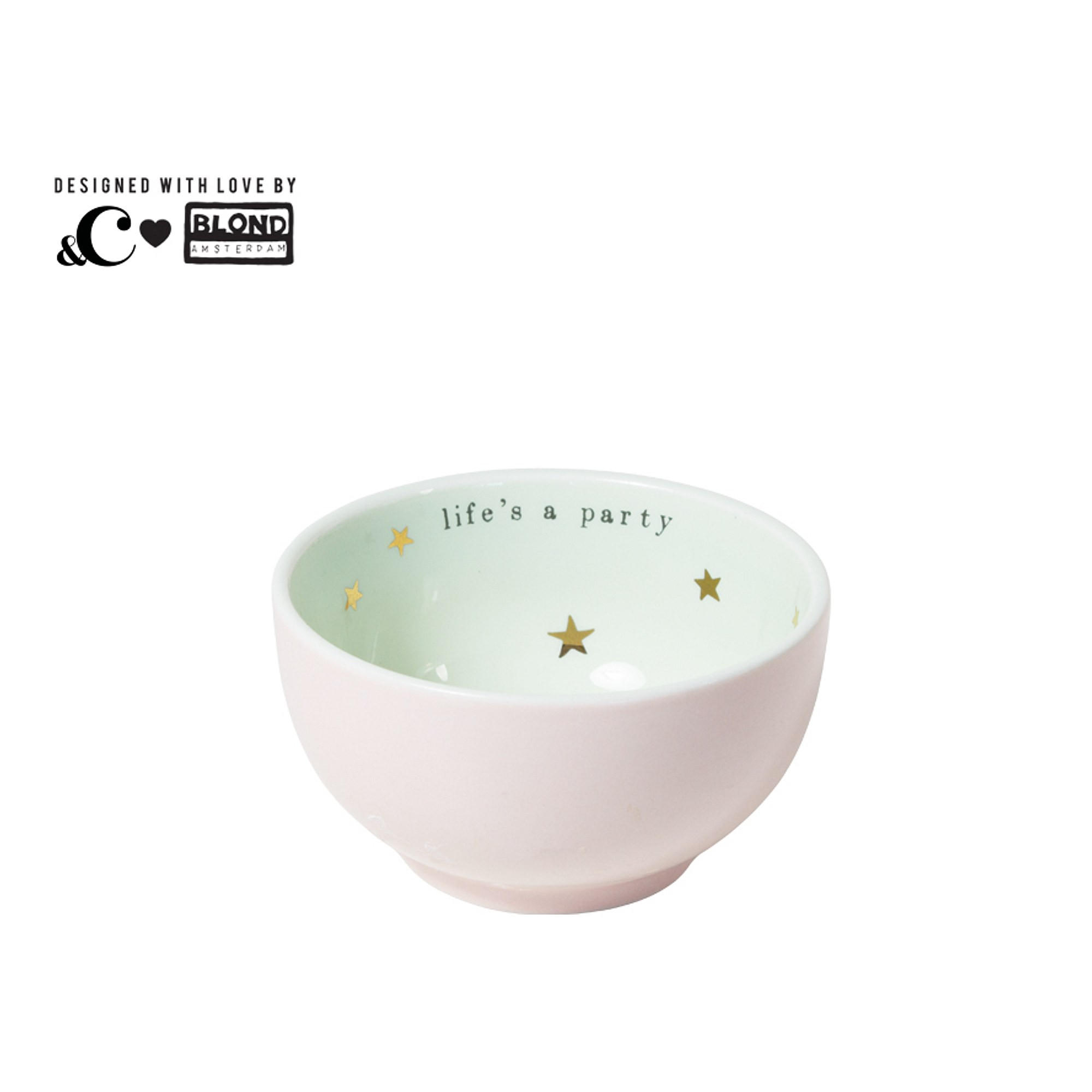 SCHALE Das Leben ist eine Party in Rosa - 9cm - Pink, Keramik (8.7/5.5/8.7cm) - Blond Amsterdam