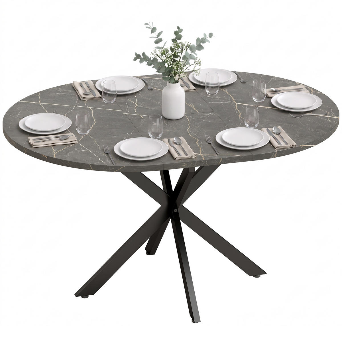 ESSTISCH Schwarz ausziehbar 135/100/75 cm - Schwarz, Metall (135/100/75cm) - PANGIVO