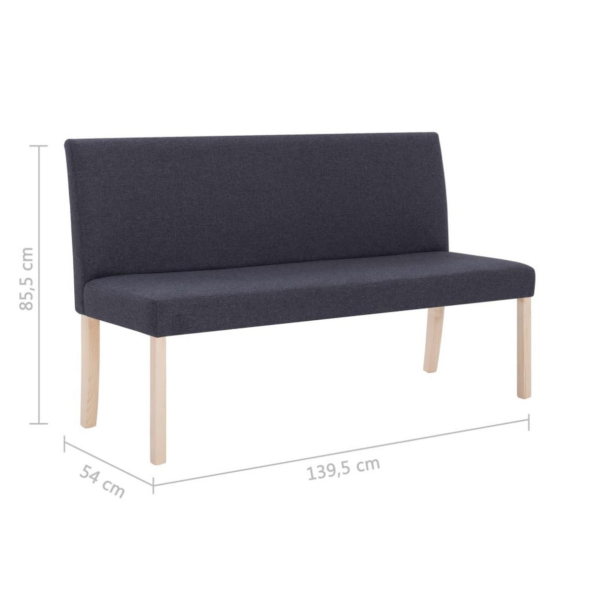 SITZBANK 139,5 Cm Dunkelgrau Polyester - Grau, Textil (54/85.5/139.5cm) - vidaXL