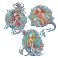 WANDAUFKLEBER 100x128cm - Die kleinen Meerjungfrauen - Multicolor, Kunststoff (100/128/0.1cm) - Wallfluent