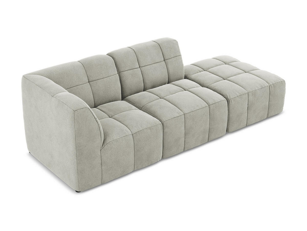 ECKSOFA Rechts Samt Stoff Grau - Hellgrau/Schwarz, Holzwerkstoff/Kunststoff (240/90cm) - Makamii