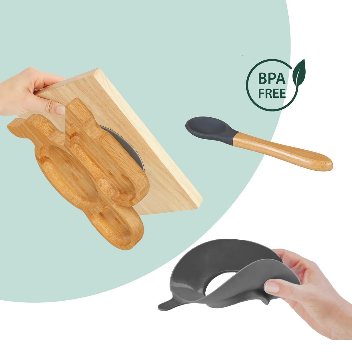 DETSKÉ menu - svetlohnedá, drevo/plast (21.5/3/18.5cm) - Relaxdays