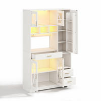 BUFFET 105/39/185 cm Weiß mit farbwechselnder LED-Beleuchtung und 2 Schublade - Weiß, Holz (105/185/40cm) - Oxeza