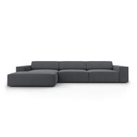 ECKSOFA links Jodie aus strukturiertem Stoff dunkelgrau 4 Sitzplätze - Dunkelgrau, Textil (166/284cm) - Micadoni