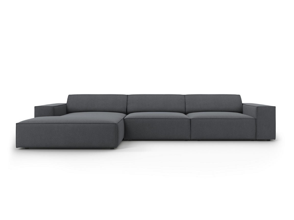 ECKSOFA links Jodie aus strukturiertem Stoff dunkelgrau 4 Sitzplätze - Dunkelgrau, Textil (166/284cm) - Micadoni