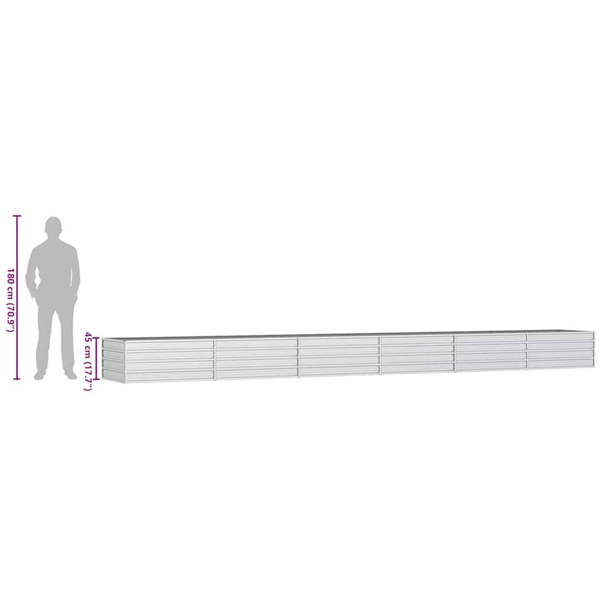 HOCHBEET 600/80/45 cm, aus Verzinkter Stahl, Silber - Silberfarben, Metall (80/45/600cm) - vidaXL