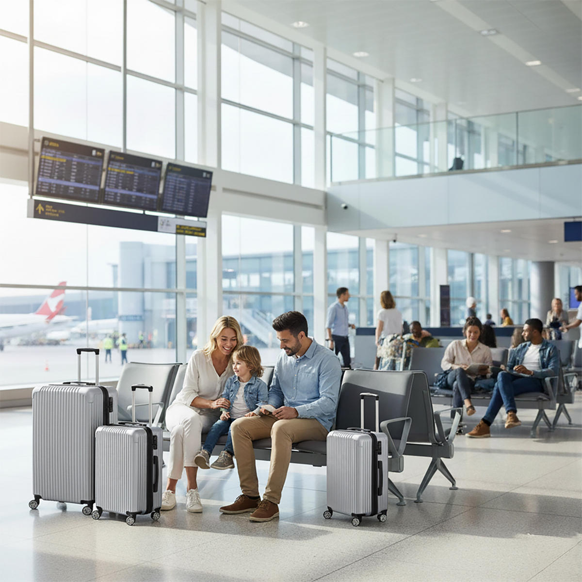 3-TLG.KOFFERSET - Silberfarben, Kunststoff (48/75/29cm) - Relaxdays