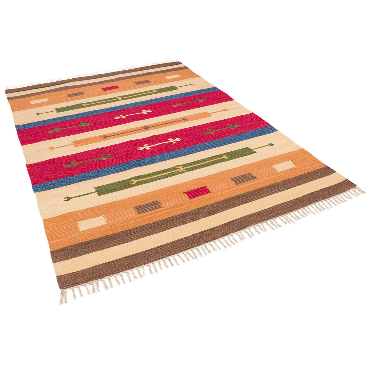 BAUMWOLLE NATUR KELIM TEPPICH LINA MODERN - Multicolor, Textil (200/290cm) - Pergamon