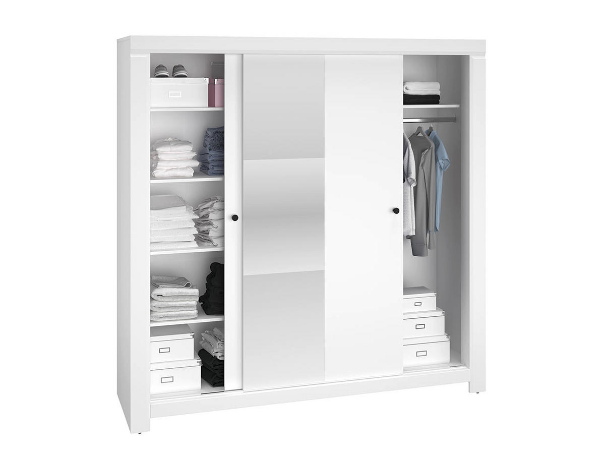 KLEIDERSCHRANK – 200 cm – Lahti – Weiß - Weiß, Holzwerkstoff (200/201/62cm) - hi-markt