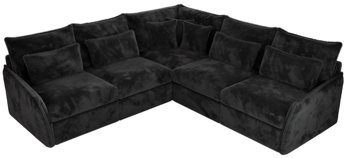 ECKSOFA VERSO L Dunkelgrau Plüsch - Dunkelgrau/Schwarz, Kunststoff/Textil (270/270cm) - MKS