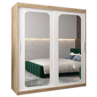 SCHWEBETÜRENSCHRANK 200/180/62 2-türig - Silberfarben/Weiß, Holz/Kunststoff (180/200/62cm) - Abiks Möbel