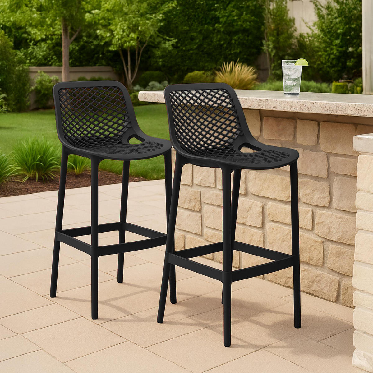 BARHOCKER 2er Set Kunststoff Schwarz - Schwarz, Kunststoff (45/105/53cm) - CLP