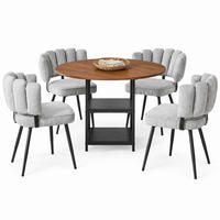 ESSTISCH-SET 5-tlg. rund 107 cm Nussbaumoptik Grau Schwarz - Grau, Metall (107/75/107cm) - Meubliv