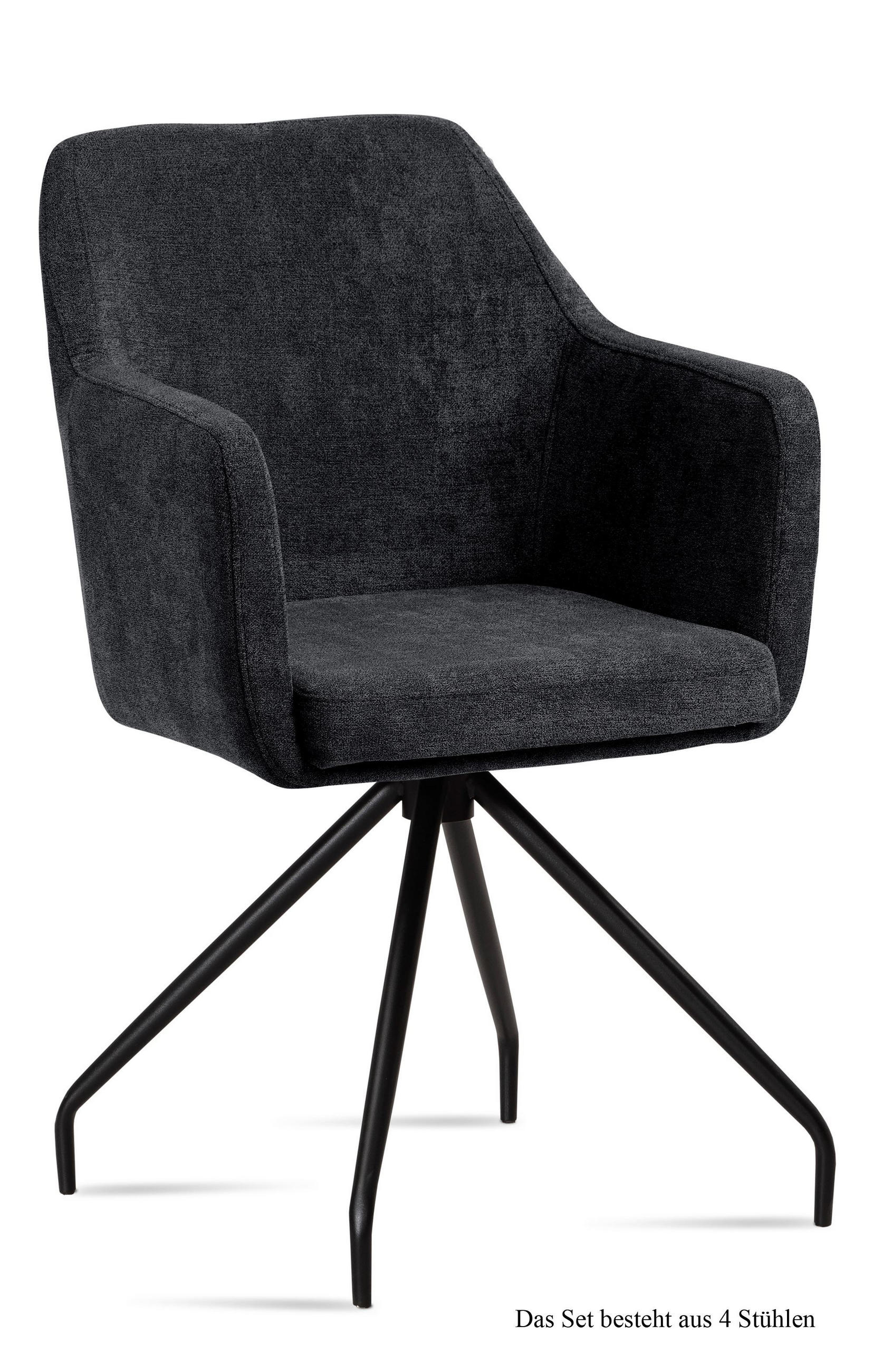 ARMLEHNSTUHL (4er-Set) Dijana 57x87x60 Schwarz/Anthrazit - Anthrazit/Schwarz, Kunststoff (60/87/57cm) - 58aufmkessel