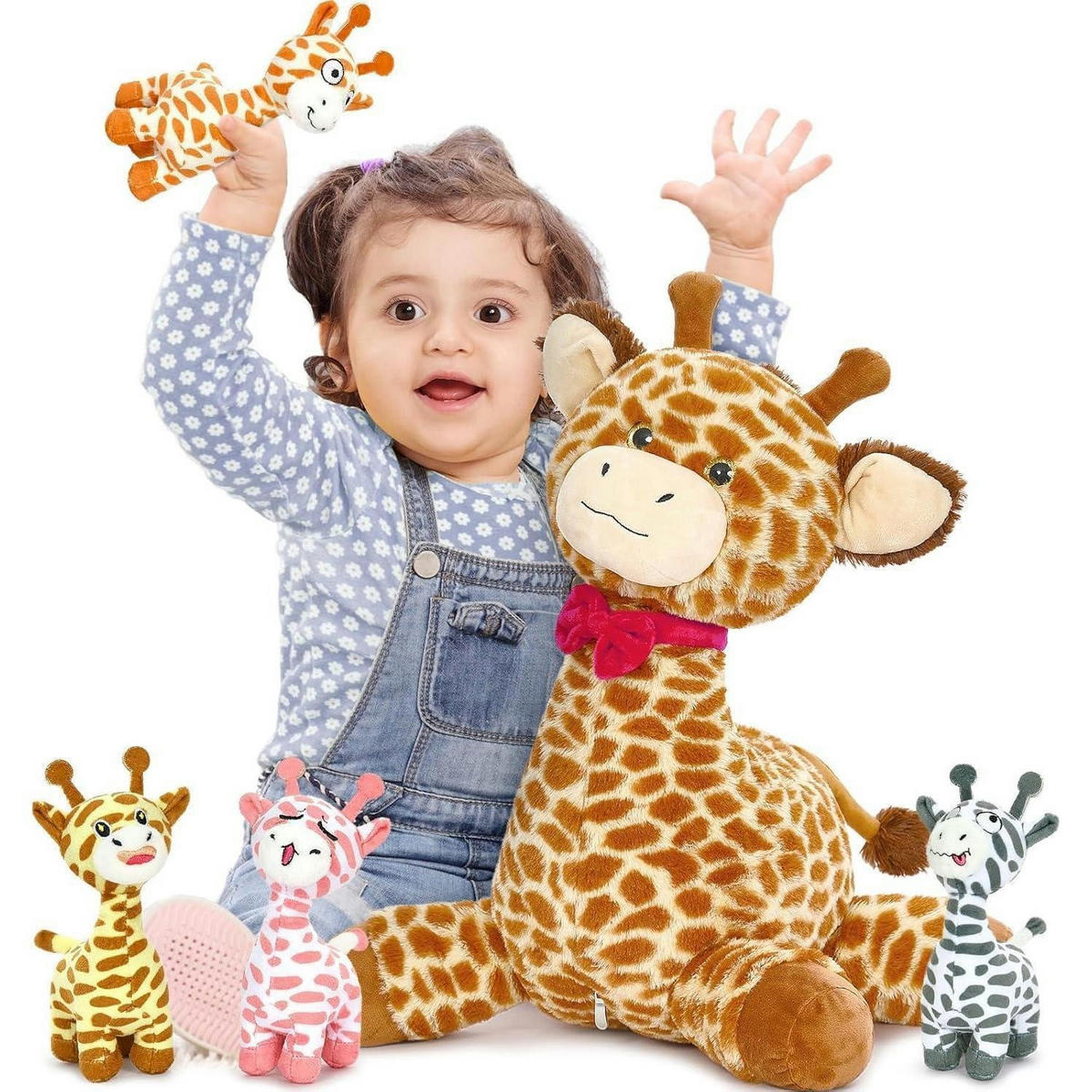 STOFFTIER Giraffe mit 4 Babys 50 cm - Multicolor, Textil (20/55cm)