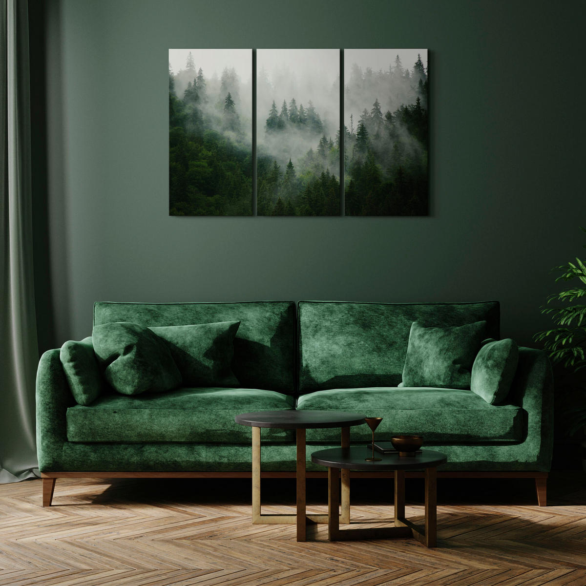 LEINWANDBILD Wald 3-tlg. 90x60 cm - Multicolor, Holz (90/60cm) - LUMASOUL