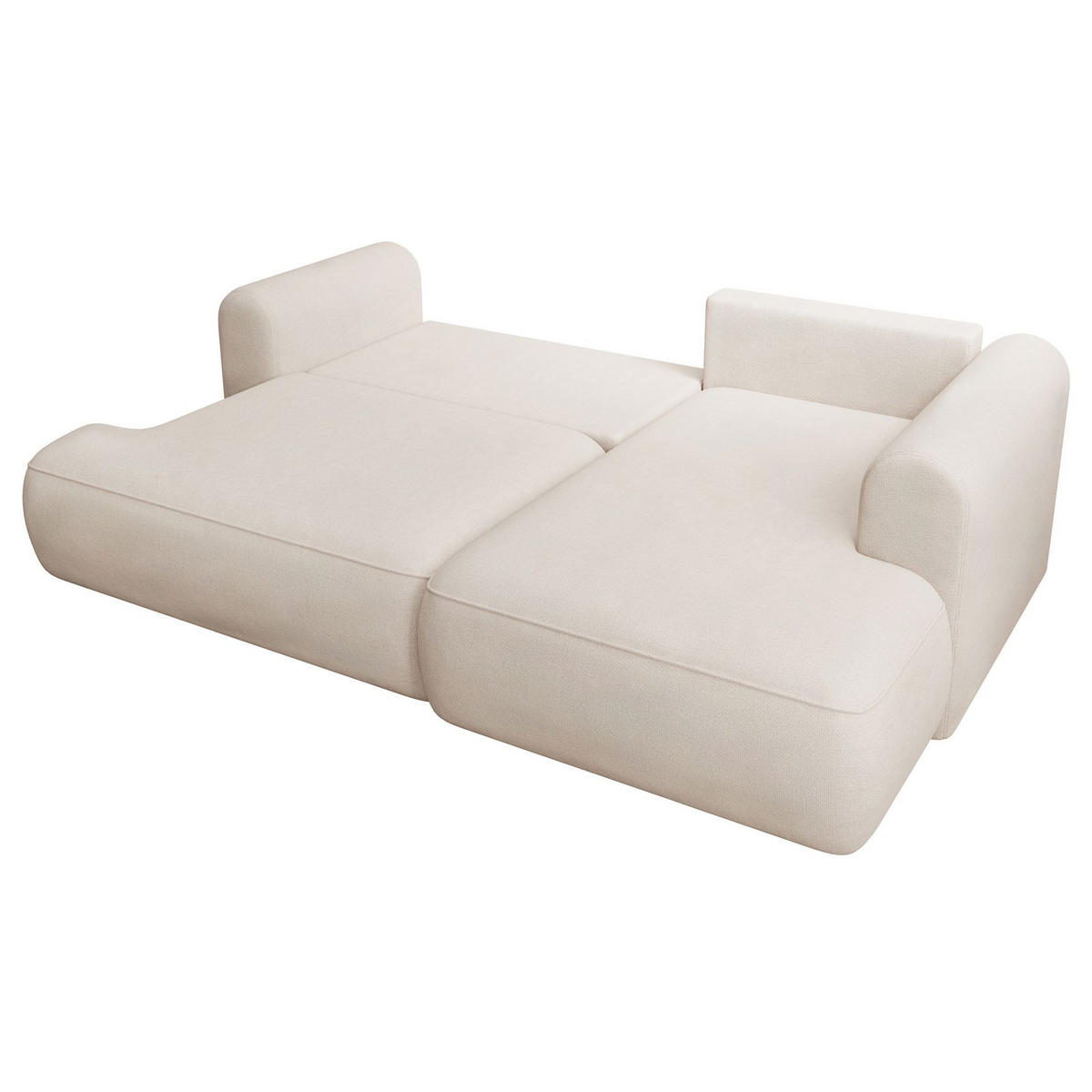 ECKSCHLAFSOFA Ovo Mini Creme Easy-Clean-Chenille-Bezug - Creme/Schwarz, Kunststoff/Textil (238/156cm) - Selsey