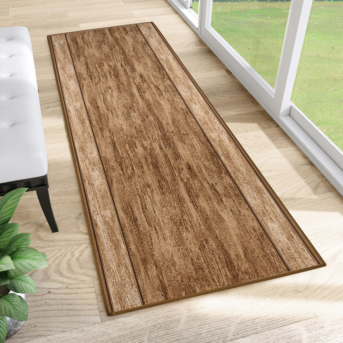 TEPPICHLÄUFER Anti-Rutsch Braun rutschfest Gummiunterlage 67/1000 cm - Braun, Textil (67/1000cm) - Tapiso