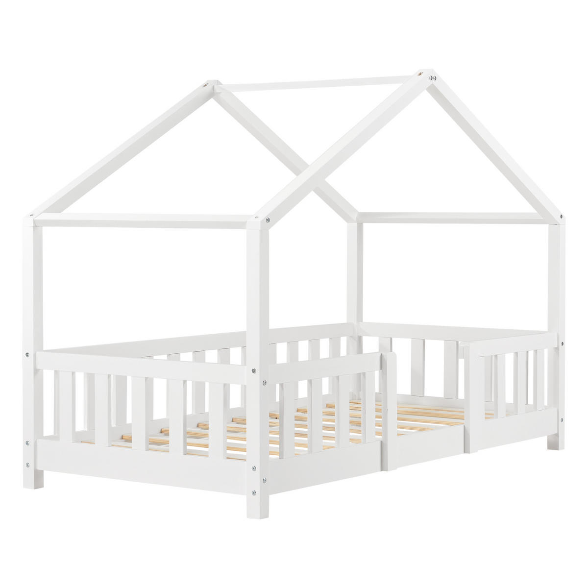 HAUSBETT Treviolo - Weiß, Holz (80/160cm) - [en.casa]