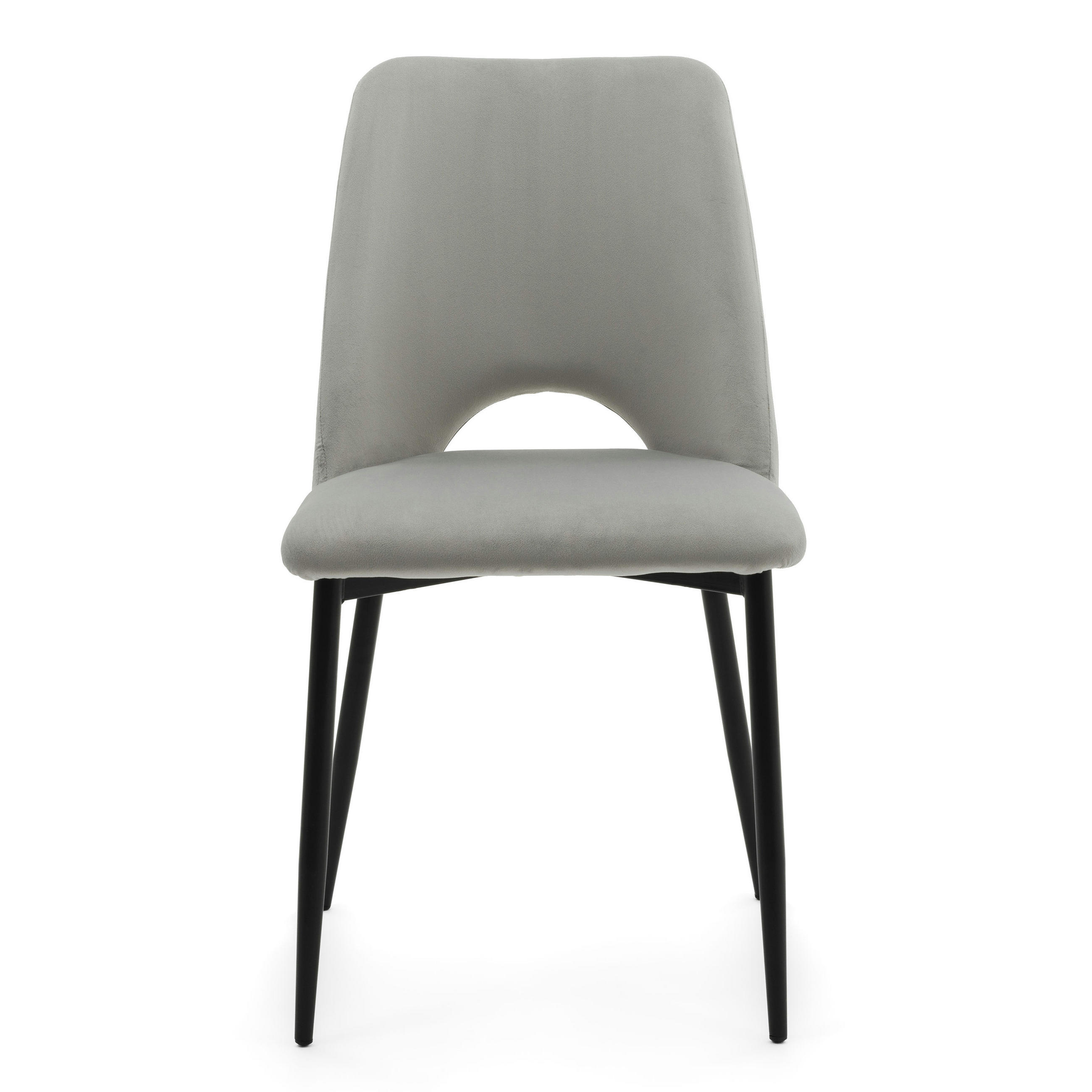 STUHL ORO gepolsterter mit Steppung - hellgrau - Samt Velour - Hellgrau/Schwarz, Textil/Metall (47/91/55cm) - NEW HOME