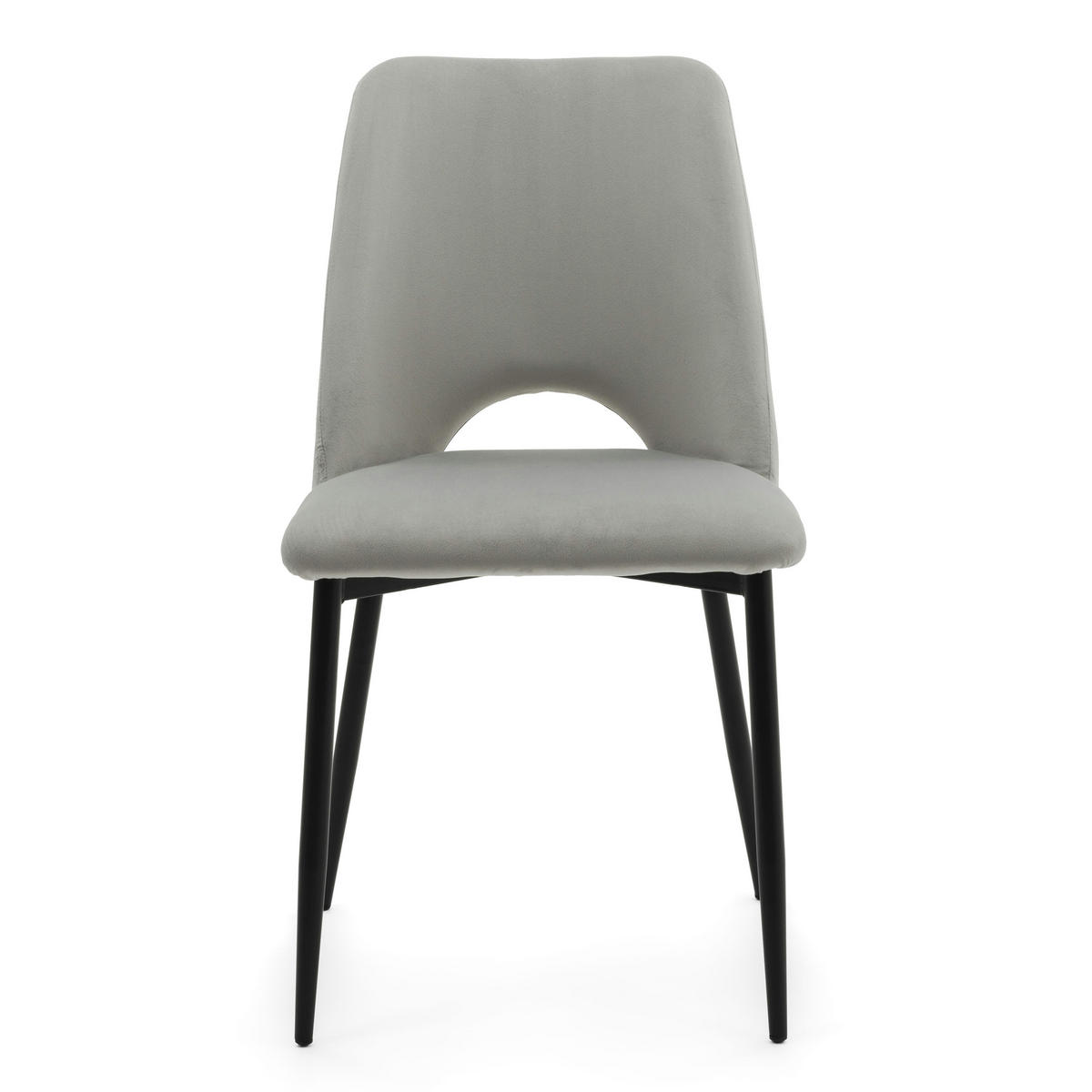 STUHL ORO gepolsterter mit Steppung - hellgrau - Samt Velour - Hellgrau/Schwarz, Textil/Metall (47/91/55cm) - NEW HOME