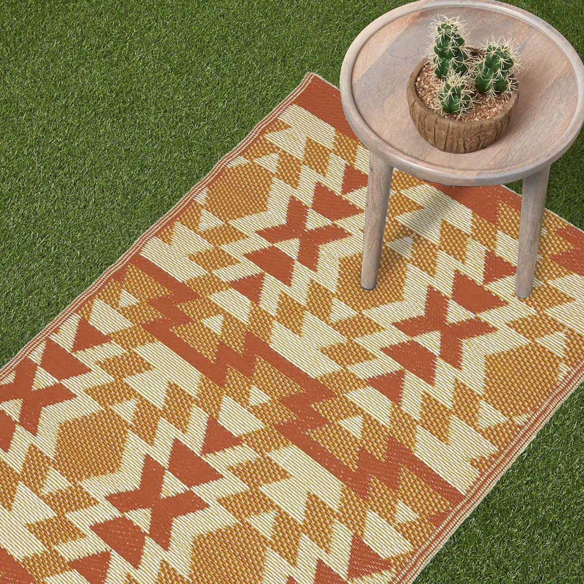 OUTDOORTEPPICH-LÄUFER Anya, Ethno-Muster 75/200 cm - Orange, Kunststoff (75/200cm) - Homescapes