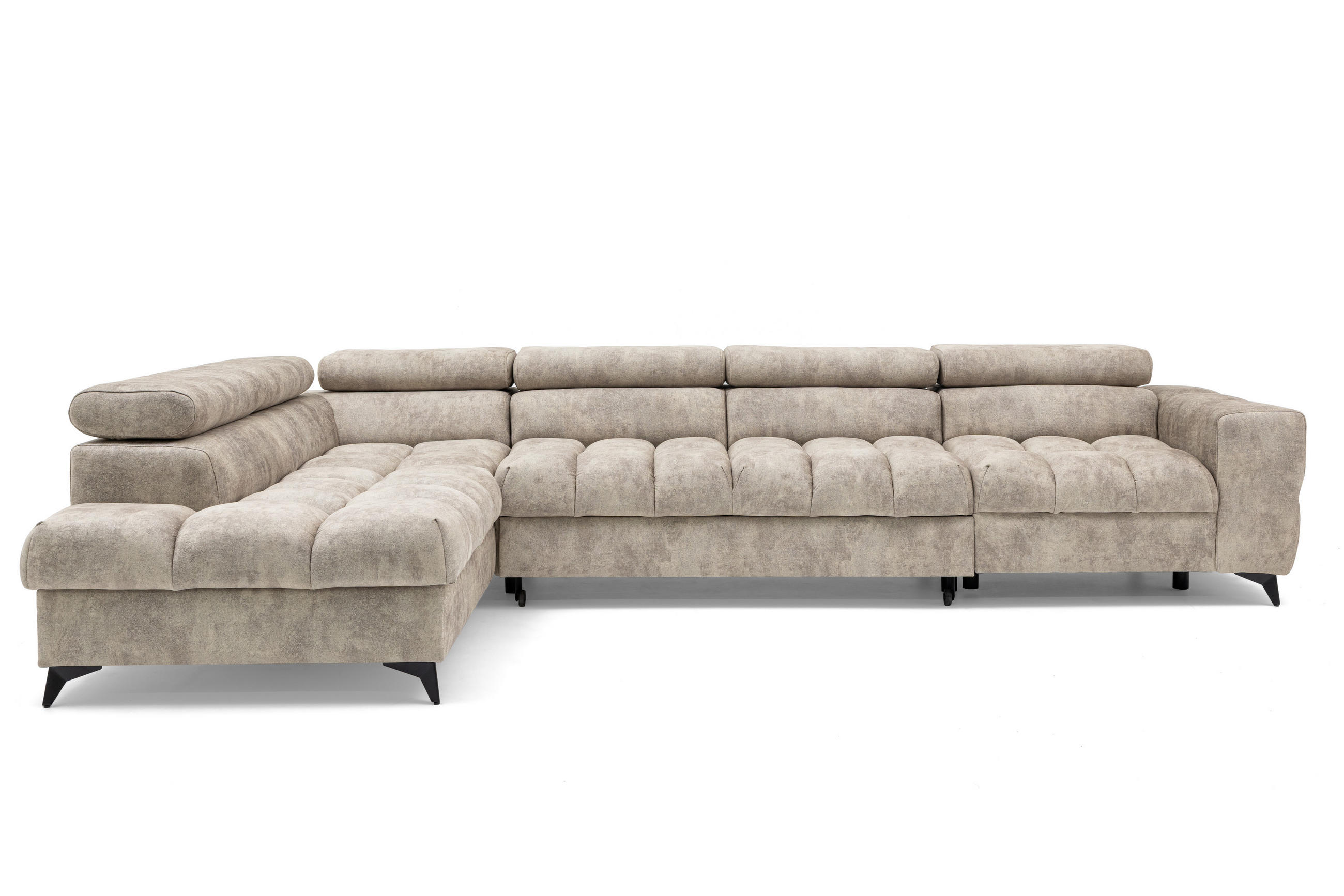 ECKSOFA Pudding Maxi mit Schlaffunktion und Bettkasten - Beige, Textil (350/203cm) - Muffo