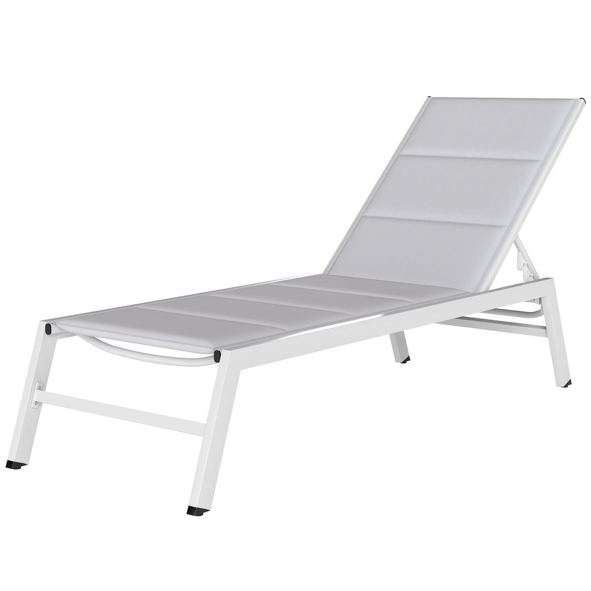 SONNENLIEGE Atmungsaktive Gartenliege mit 6-fach Verstellbar Rückenlehne Aluminiumrahmen Hellgrau - Hellgrau, Metall (181/90/64cm)