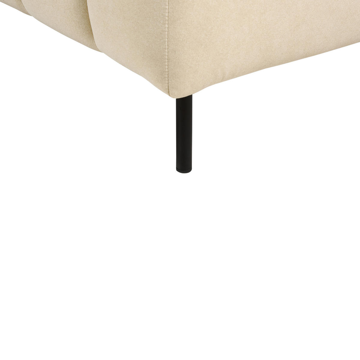 CHAISELONGUE Samtstoff beige linksseitig Lannils - Beige/Schwarz, Textil (156/67/76cm) - Beliani