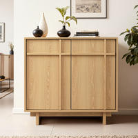SIDEBOARD mit 2 Türen, Aufbewahrungsschrank in Eichenoptik mit geometrischer Holzleisten-Front| B80 x T40 x H77 cm - Braun, Holzwerkstoff (80/77/40cm) - Hometopia