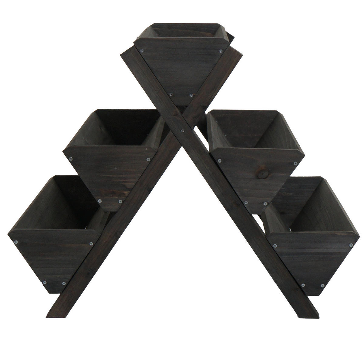 SCHODY NA ROSTLINY Antracit - antracitová, dřevo (56/56/70cm) - MCW