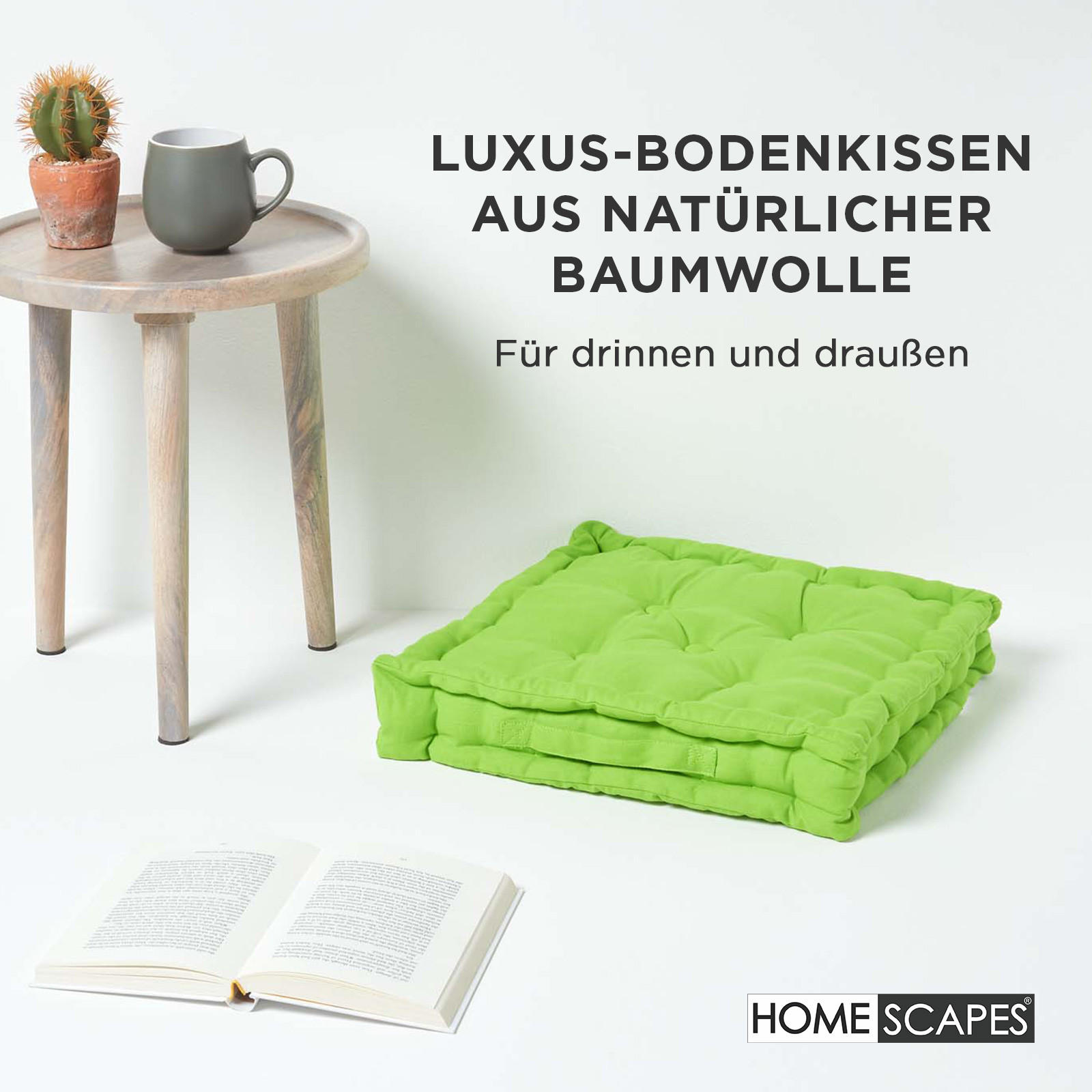 SITZKISSEN grün 40/40/8 cm – Bodenkissen unifarben - Grün, Textil (40/40/8cm) - Homescapes