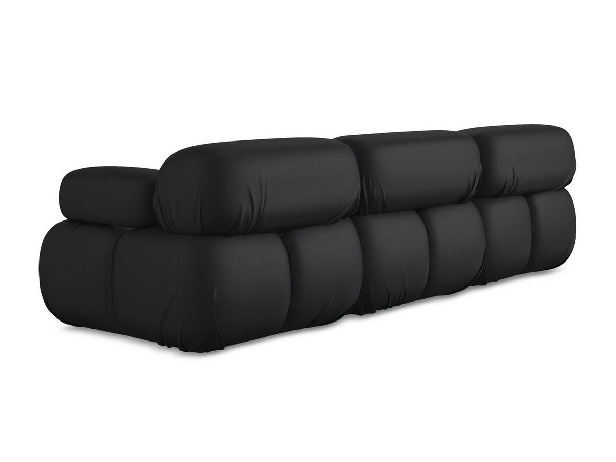 3-SITZER SOFA Kunstleder Schwarz - Schwarz/Grau, Leder/Kunststoff (285/70/96cm) - Makamii