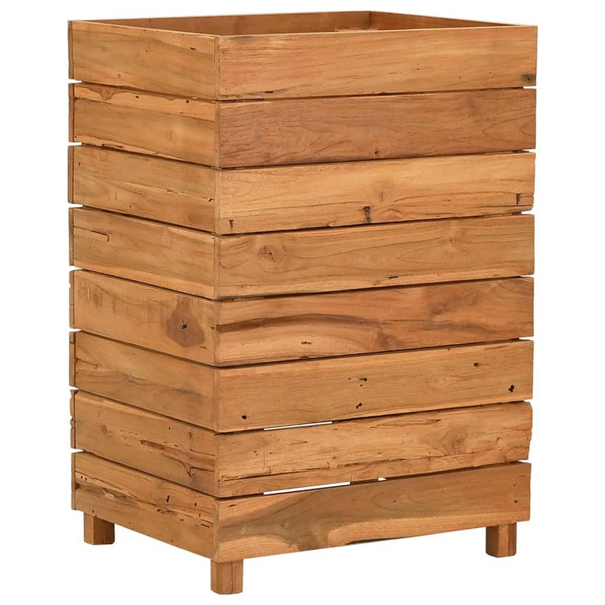HOCHBEET 50x40x72 cm Teak Altholz und Stahl - Braun, Holz (50/72/40cm) - furnicato