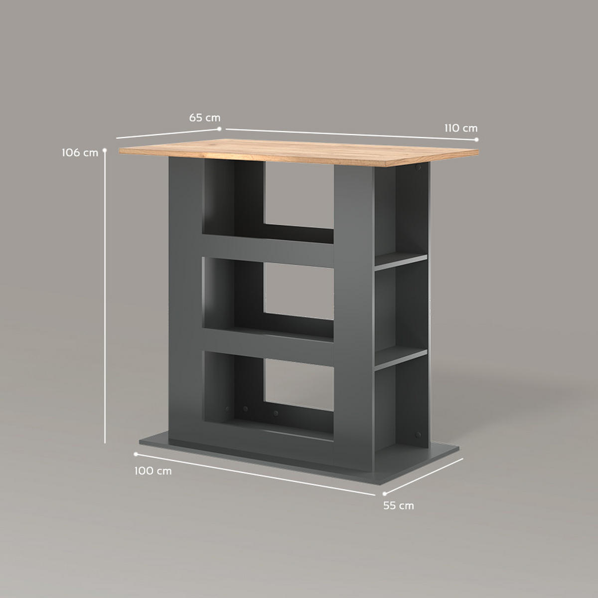 BARTISCH Regusa Goldkraft Eiche/Anthrazit 110 x 65 cm - Honigeiche/Anthrazit, Holzwerkstoff (65/110/106cm) - Livinity®