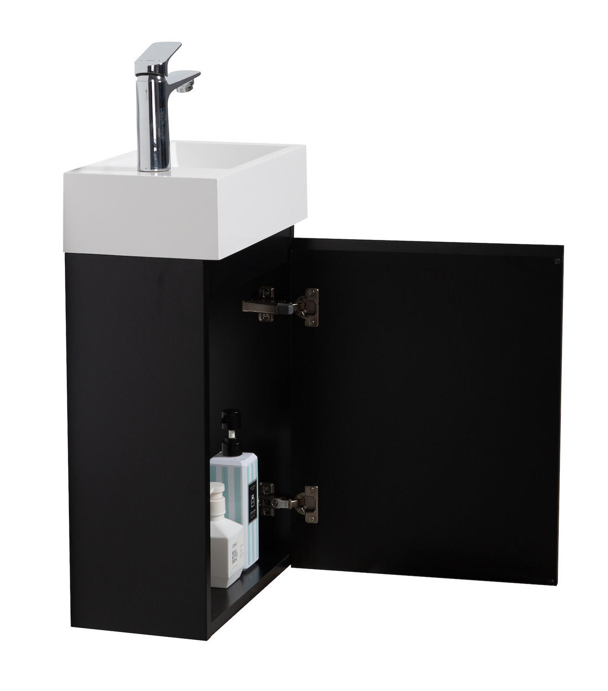 GÄSTE-WC-MÖBELSET Angela 2 Teile Schwarz Matt - 40 x 22 x 64 cm - Schwarz, Holz (40/52/22cm) - Badplaats