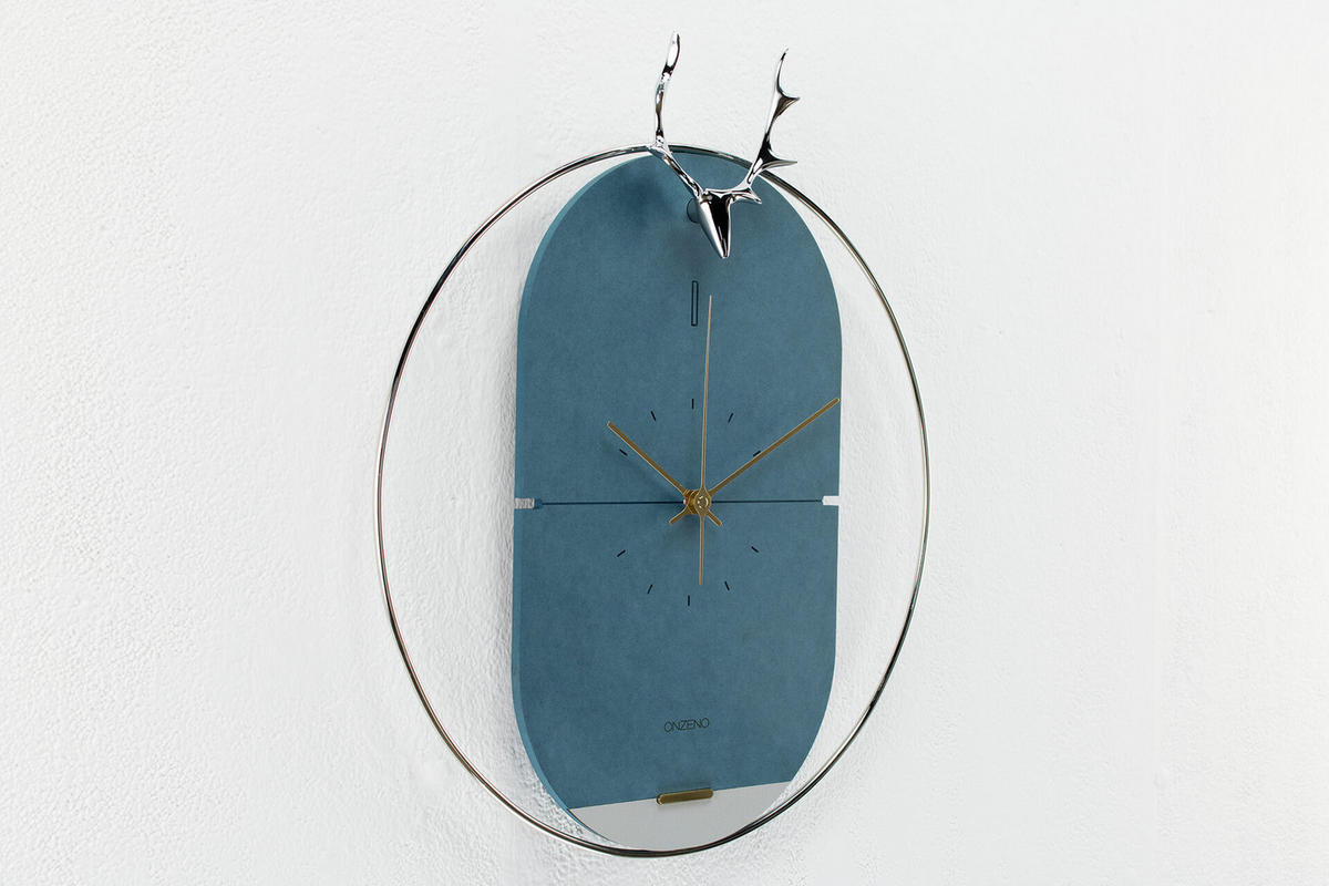 WANDUHR Design Blau 46/51 cm - Blau, Holzwerkstoff/Metall (1.45/50.8/2cm) - ONZENO