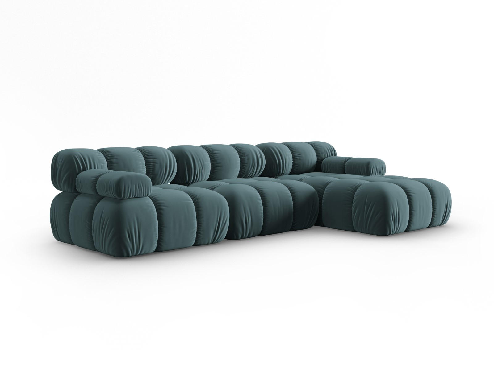 MODULARES-ECKSOFA rechts Bellis aus Samt petrol 4 Sitzplätze - Petrol, Textil (122/285cm) - Micadoni