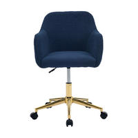 DREHSTUHL 58/58/86 cm Dunkelblau aus Lammfell-Optik höhenverstellbar - Dunkelblau, Textil (58/86/58cm) - OKWISH