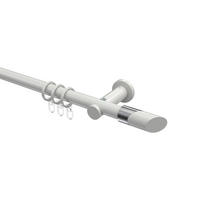 GARDINENSTANGEN-SET Platon Verano 540 cm (geteilt in 3 x 180 cm), 1-läufig, 20 mm Ø Weiß - Chromfarben/Weiß, Metall (540cm) - INTERDECO