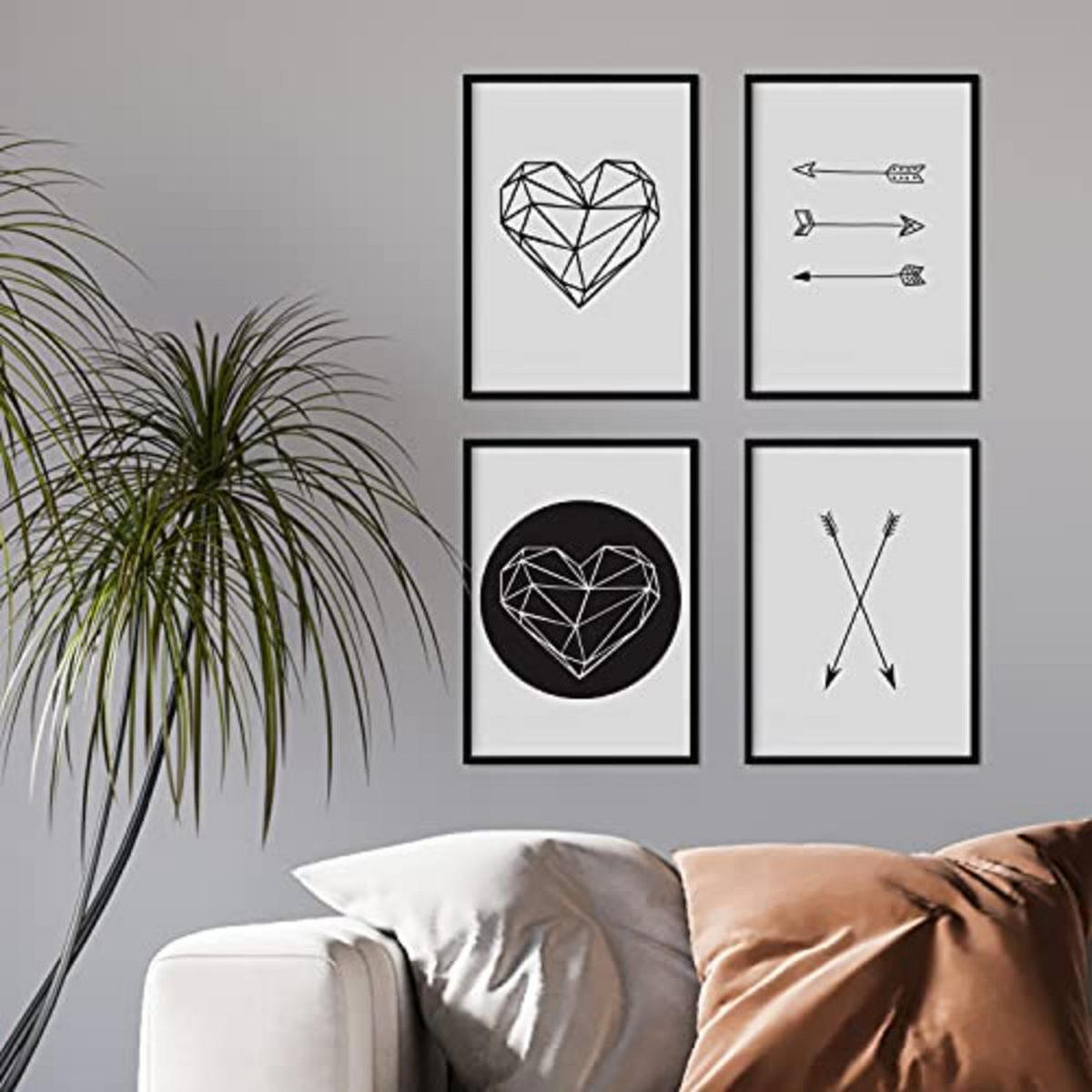 POSTER Set mit 4 geometrischen Formen A4 Schwarzer Rahmen - Schwarz, Papier (29.7/3cm) - Nacnic