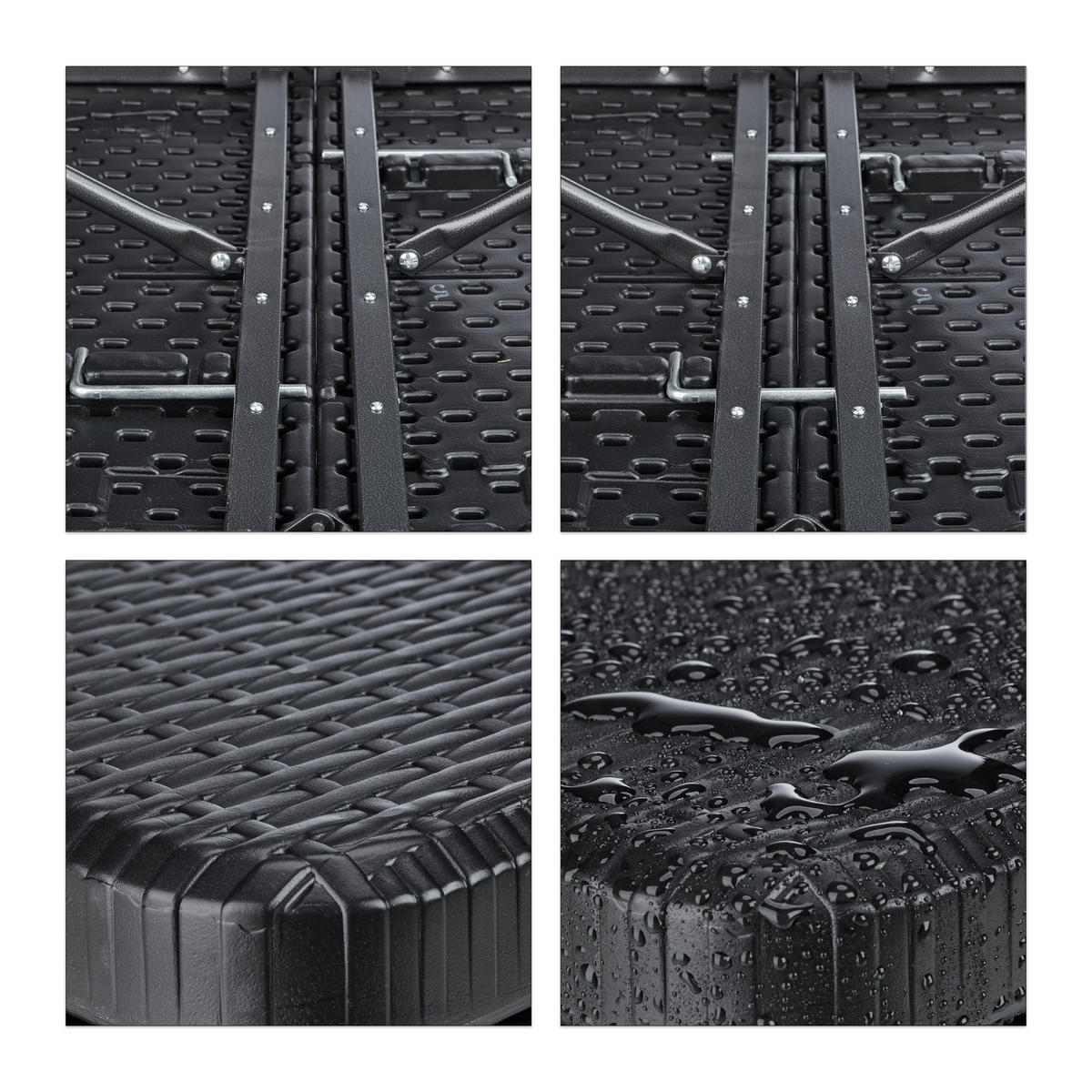 GARTENTISCH - Schwarz, Kunststoff/Metall (74/178/72cm) - Relaxdays