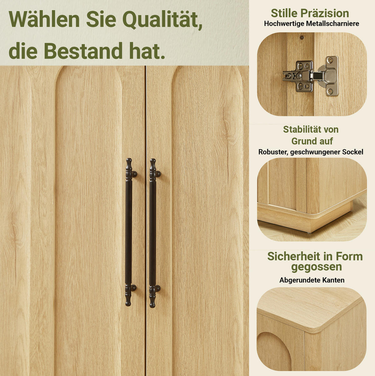 SIDEBOARD 160/40/80 cm aus MDF mit 4 Türen und Sanftschluss Eichefarben - Eichefarben, Holzwerkstoff (160/80/40cm) - Modenvie
